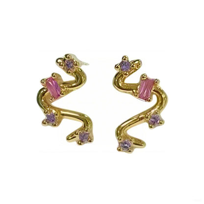 Warm Fortune Cubic Zirconia Stud Earrings for Women, Gold Plated,Gift for Her,Hypoallergenic