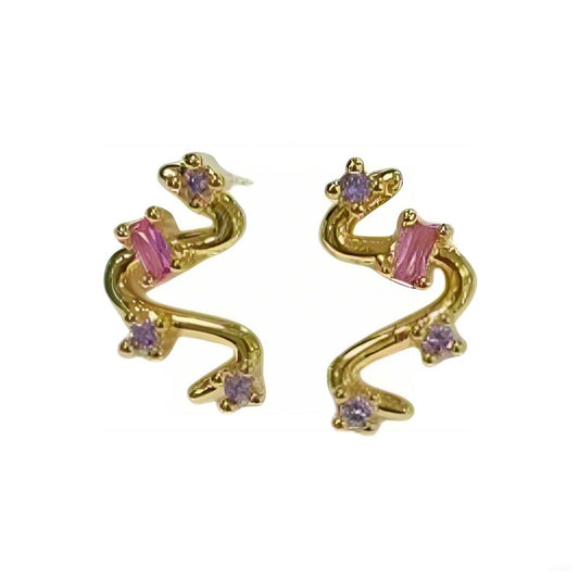 Warm Fortune Cubic Zirconia Stud Earrings for Women, Gold Plated,Gift for Her,Hypoallergenic