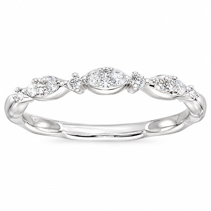 Warm Fortune Marquise Cluster Cubic Zirconia Twisted Band Ring for Women, 18K Gold Plated Dainty Stackable Elegant Daily Fashion Jewelry