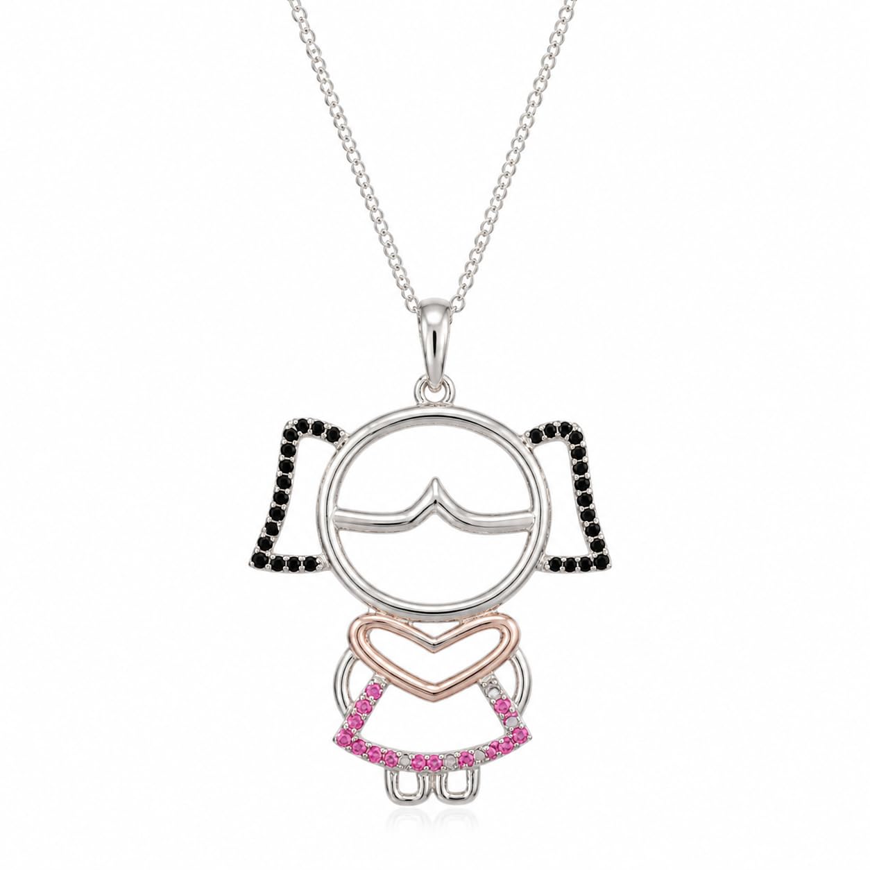 Warm Fortune Abstract Woman Silhouette Pendant Necklace for Women, 18K White Gold Plated, 18 Inch Chain with Sparkling CZ, Playful & Chic Fashion Jewelry for Women