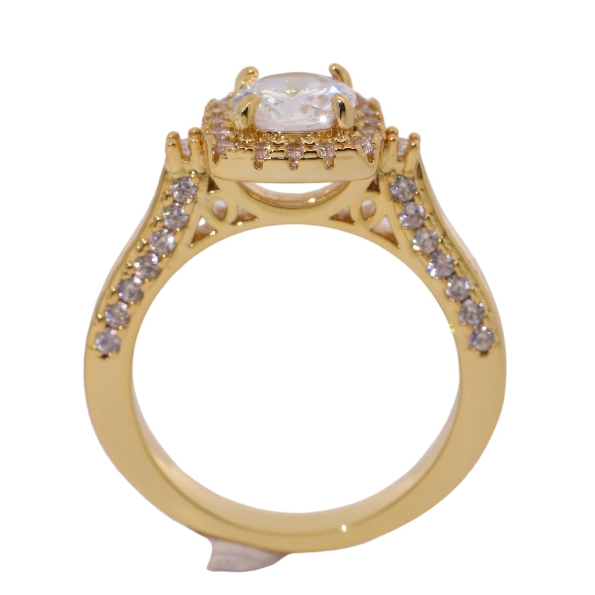 Warm Fortune Gold Plated Cubic Zirconia Band Ring, Hip Hop Street Style For Man or Women Fashion Jewelry