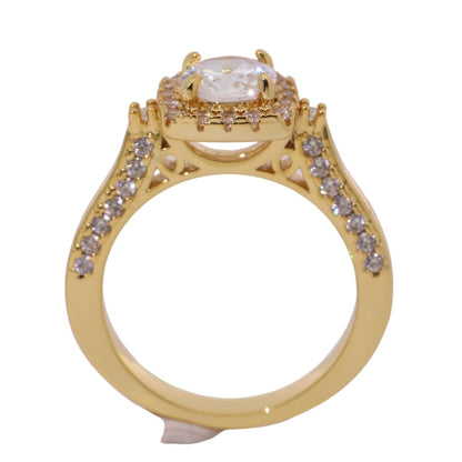 Warm Fortune Gold Plated Cubic Zirconia Band Ring, Hip Hop Street Style For Man or Women Fashion Jewelry