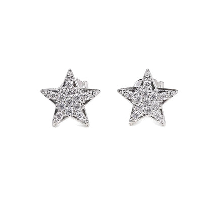 Warm Fortune 18K Gold Plated Star Cubic Zirconia Stud Earrings for Women Hypoallergenic - Valentine's Day, Mother's Day, Birthday Gift for Her