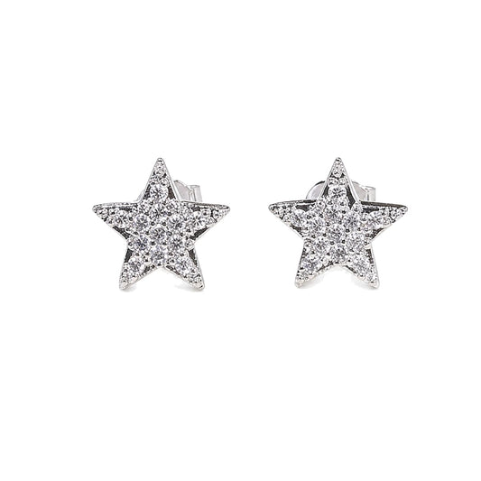 Warm Fortune 18K Gold Plated Star Cubic Zirconia Stud Earrings for Women Hypoallergenic - Valentine's Day, Mother's Day, Birthday Gift for Her