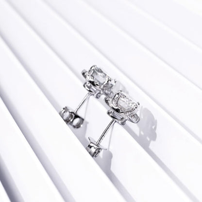 Warm Fortune Moissanite Halo Stud Earrings for Women, 0.5/1.0ct DE VVS Lab Created, Brilliant Round Cut, 925 Sterling Silver with 18K White Gold Plated Hypoallergenic