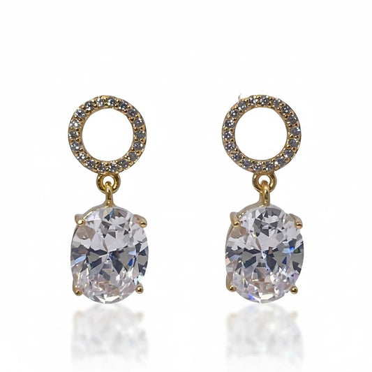 Warm Fortune Cubic Zirconia Drop Earrings for Women,925 Sterling Silver with 18K Gold Plated Hypoallergenic