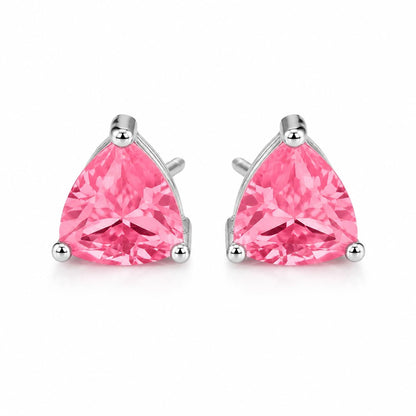 Warm Fortune 18K White Gold Plated CZ Trillion Stud Earrings for Women