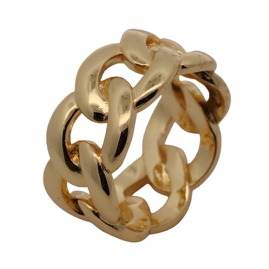 Warm Fortune Gold Plated Band Ring, Hip Hop Street Style For Man or Women Fashion Jewelry