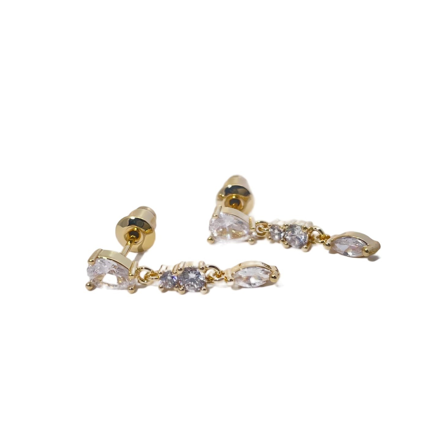 Warm Fortune Cubic Zirconia Drop Earrings for Women, Gold Plated,Gift for Her,Hypoallergenic