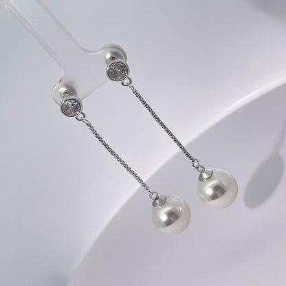 Warm Fortune 18K Gold Plated Pearl & Cubic Zirconia Drop Earrings for Women Hypoallergenic - Valentine's Day, Mother's Day, Birthday Gift for Her