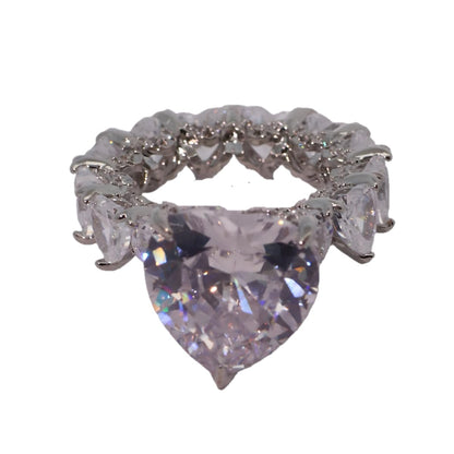 Warm Fortune Gold Plated Cubic Zirconia Band Ring, Hip Hop Street Style For Man or Women Fashion Jewelry