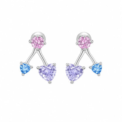 Warm Fortune 18K White Gold Plated Multicolor CZ Ear Jacket Earrings