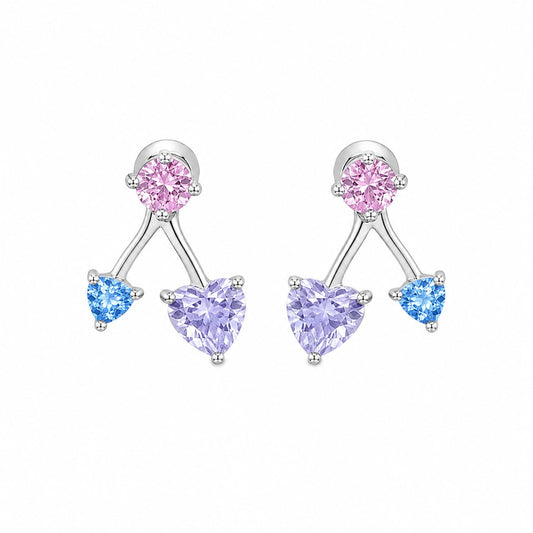 Warm Fortune 18K White Gold Plated Multicolor CZ Ear Jacket Earrings
