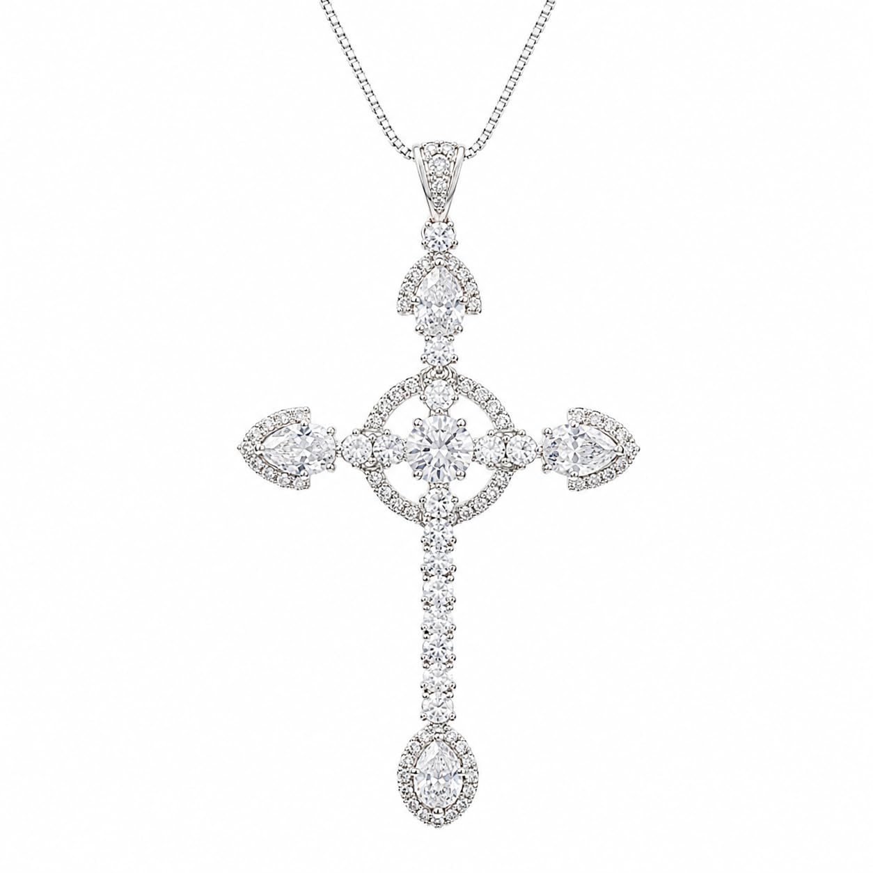 Warm Fortune Cross Pendant Necklace for Women, 18K Gold Plated with Sparkling CZ