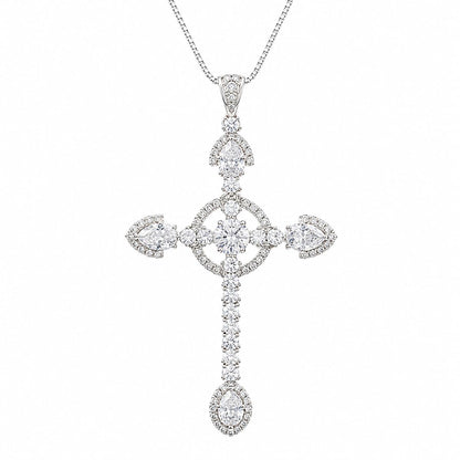 Warm Fortune Cross Pendant Necklace for Women, 18K Gold Plated with Sparkling CZ