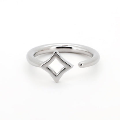 Warm Fortune Square Geometric Promise Ring for Her - 18K Gold Plated Cubic Zirconia, Stackable Gift Valentine's Day, Fashion & Daily Elegant Wear, Adjustable