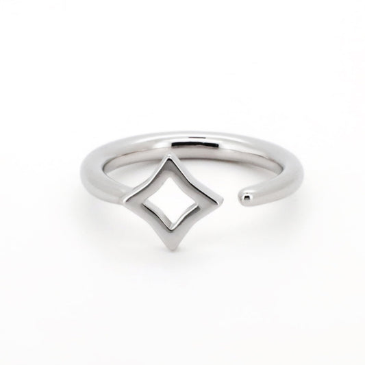 Warm Fortune Square Geometric Promise Ring for Her - 18K Gold Plated Cubic Zirconia, Stackable Gift Valentine's Day, Fashion & Daily Elegant Wear, Adjustable