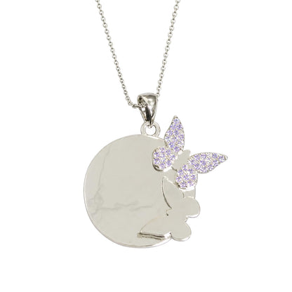 Warm Fortune Moon Cat Butterfly Pendant Necklace for Women: 18K Gold Plated, Adjustable Chain (18"+2") with Sparkling CZ | Adorably Cute, a Romantic Accent for Her