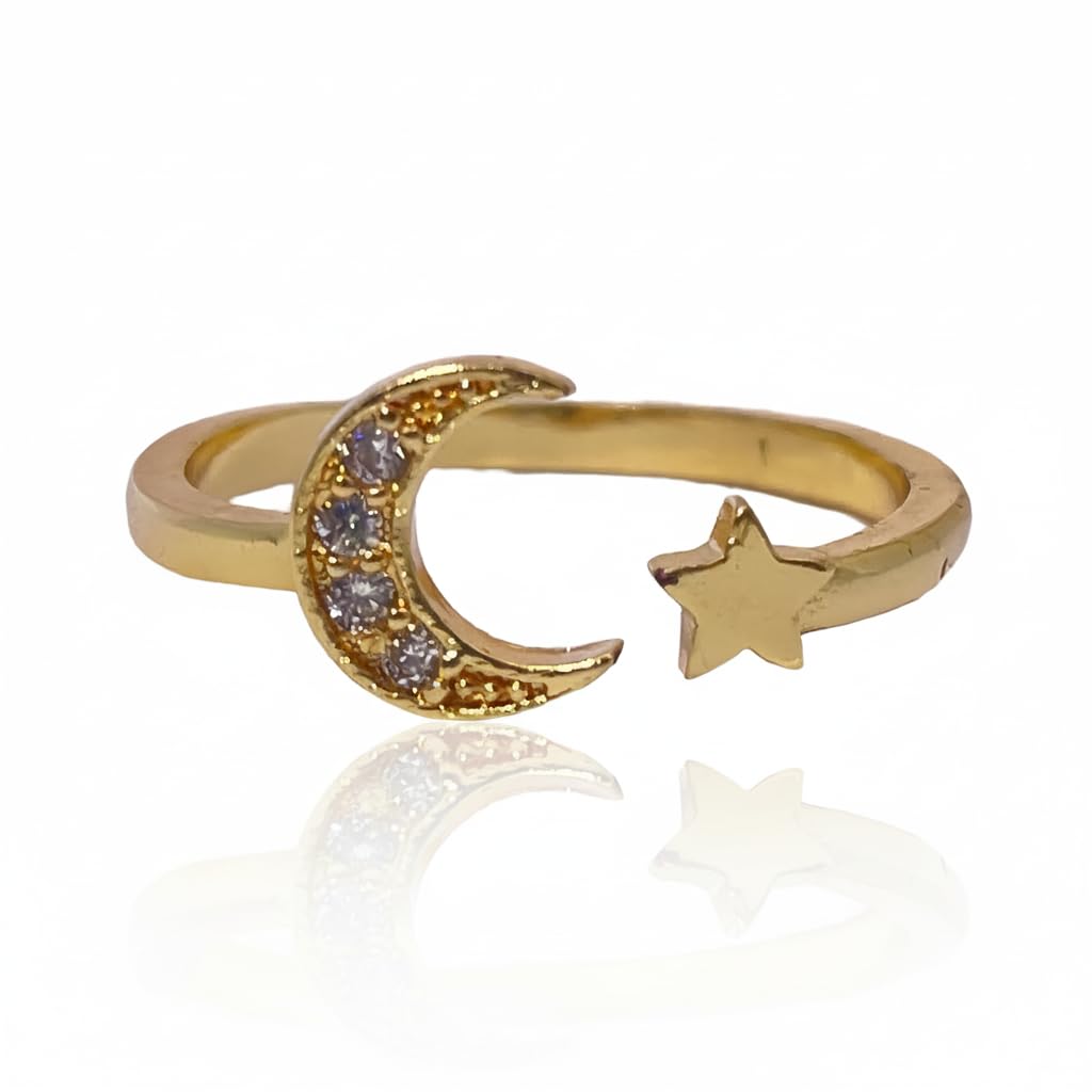 Warm Fortune Geometric Promise Ring for Her - 18K Gold Plated Cubic Zirconia,Stackable Gift  Valentine‘s Day, Fashion & Daily Elegant Wear, Adjustable