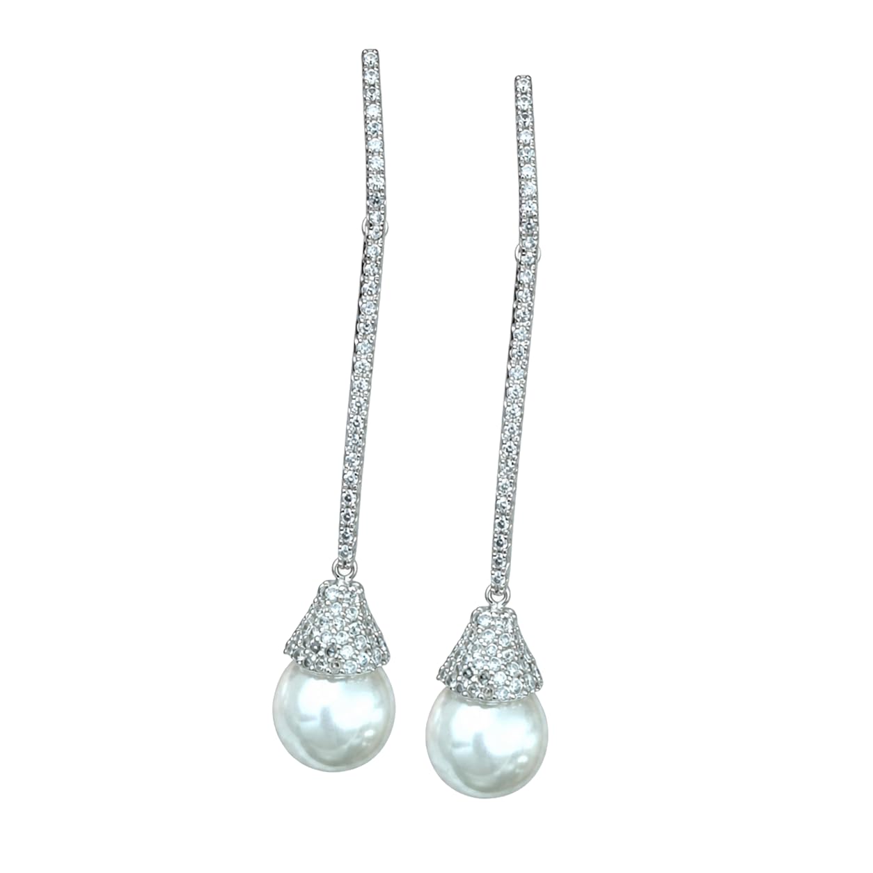 Warm Fortune 18K Gold Plated Pearl Teardrop Cubic Zirconia Drop Earrings for Women Hypoallergenic - Valentine's Day, Mother's Day, Birthday Gift for Her