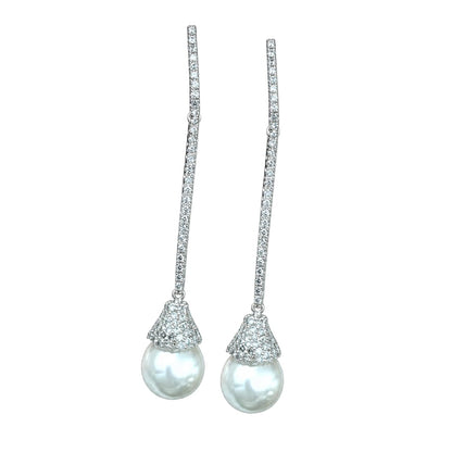 Warm Fortune 18K Gold Plated Pearl Teardrop Cubic Zirconia Drop Earrings for Women Hypoallergenic - Valentine's Day, Mother's Day, Birthday Gift for Her