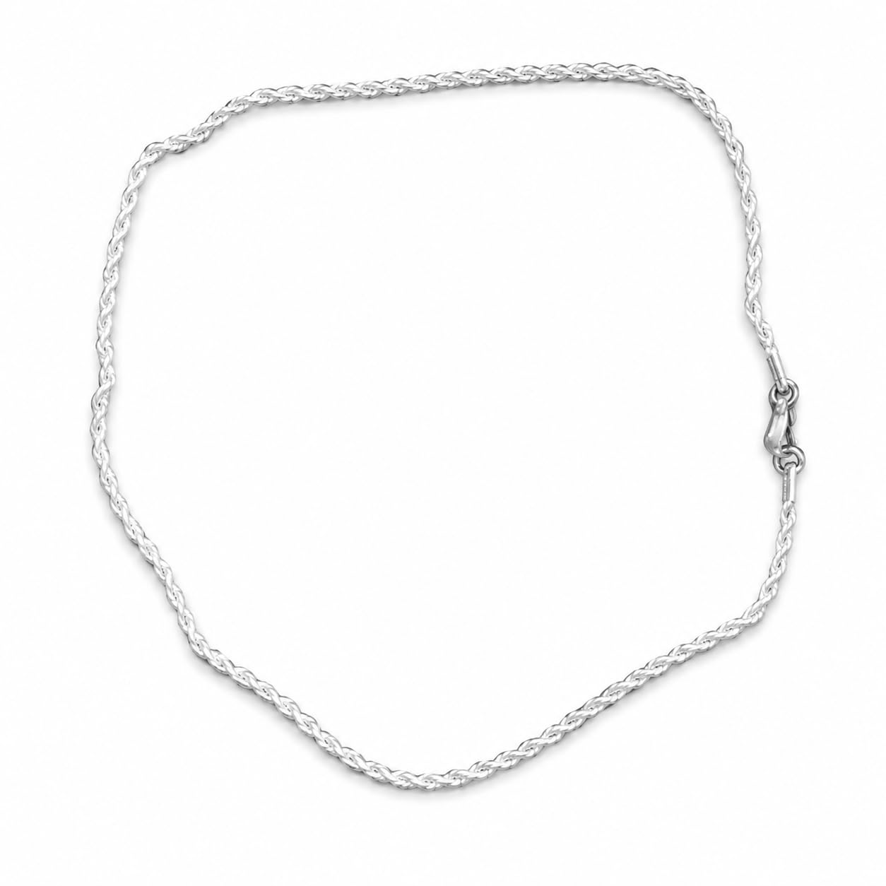 Warm Fortune 18K White Gold Plated Twisted Rope Chain Necklace