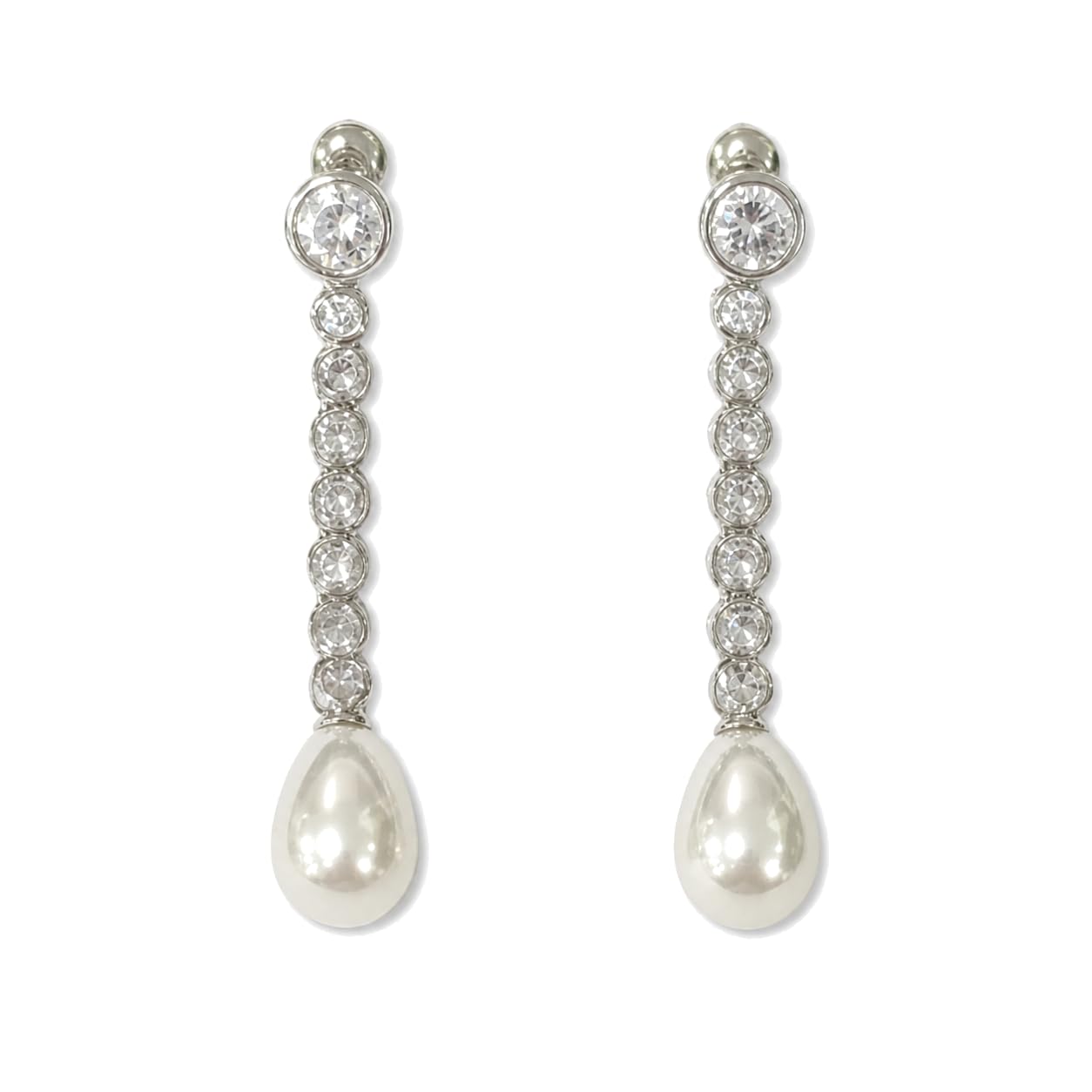 Warm Fortune 18K Gold Plated Pearl Teardrop & Round Cubic Zirconia Drop Earrings for Women Hypoallergenic - Valentine's Day, Mother's Day, Birthday Gift for Her