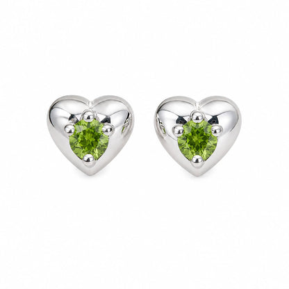 Warm Fortune 18K White Gold Plated Green CZ Heart Stud Earrings