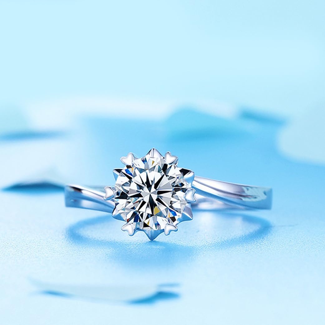 Warm Fortune Moissanite Engagement Ring for Women, Petite Twisted Vine Elegance, 0.5/1.0ct DE VVS, 18K White Gold Plated Anniversary & Promise Ring, Gift for Her, Size 6.5