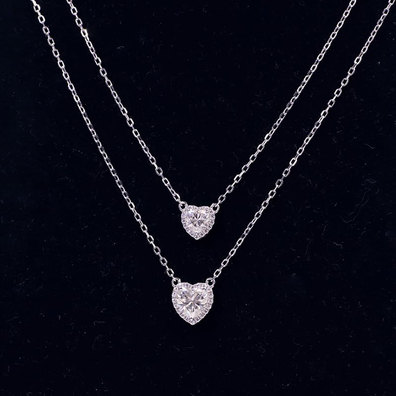 Warm Fortune Moissanite Pendant Necklace for Women, 0.5/1.0 ct DE VVS, 18K White Gold Plated Sterling Silver, 16 inch + 2inch Chain