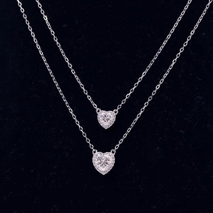 Warm Fortune Moissanite Pendant Necklace for Women, 0.5/1.0 ct DE VVS, 18K White Gold Plated Sterling Silver, 16 inch + 2inch Chain