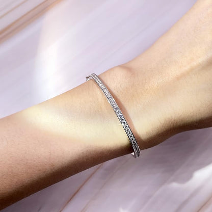 Warm Fortune Moissanite Diamond Tennis Bracelet for Women, 5.2-17ct Lab Created Diamond, 3/4/5mm DE VVS, 18K White Gold Plated , Gift for Her, Size 6.5/7 Inch