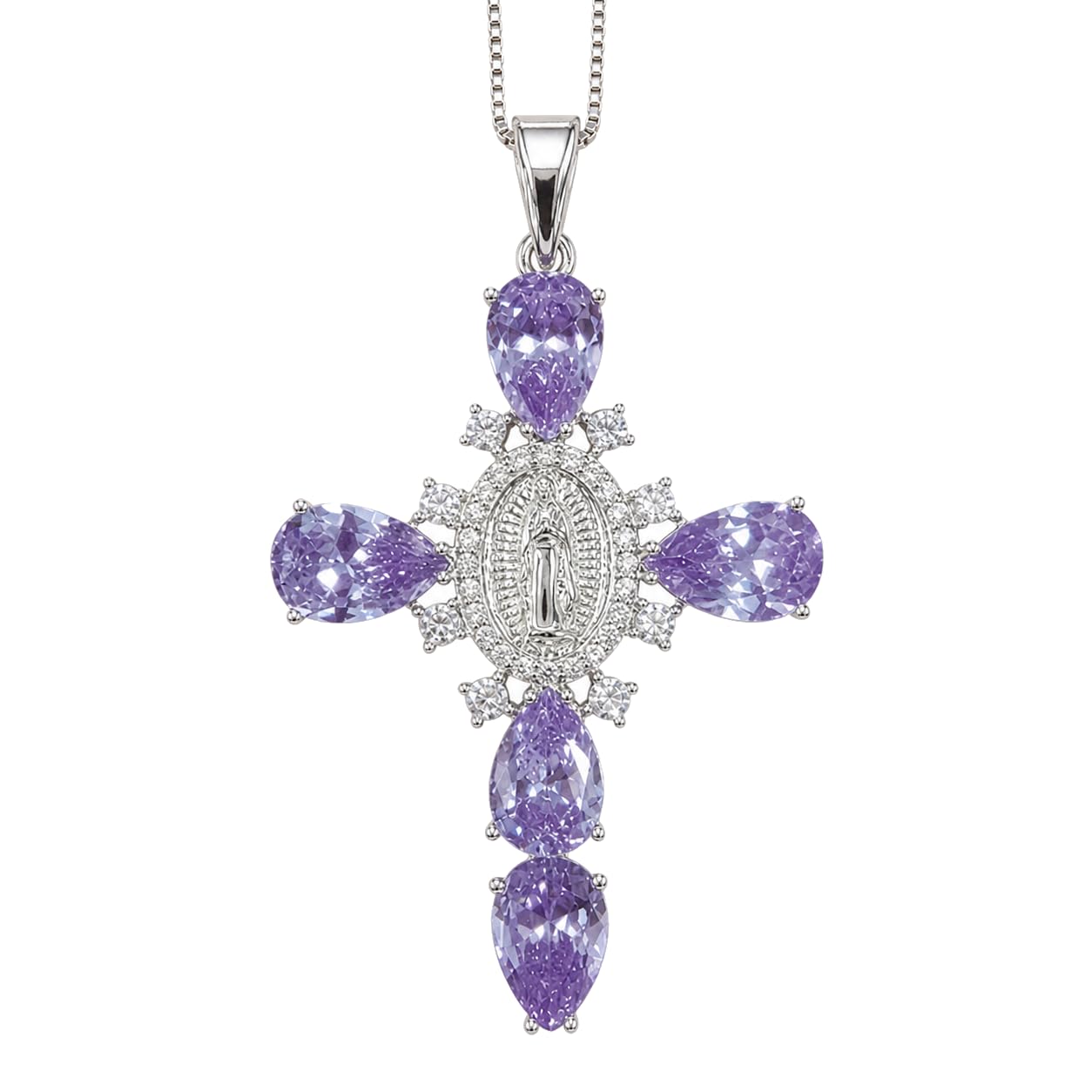 Warm Fortune Purple Teardrop Cross Pendant Necklace for Women: 18K Gold Plated, Adjustable Chain (18") with Sparkling CZ | A Dazzling Statement for Glamorous Events
