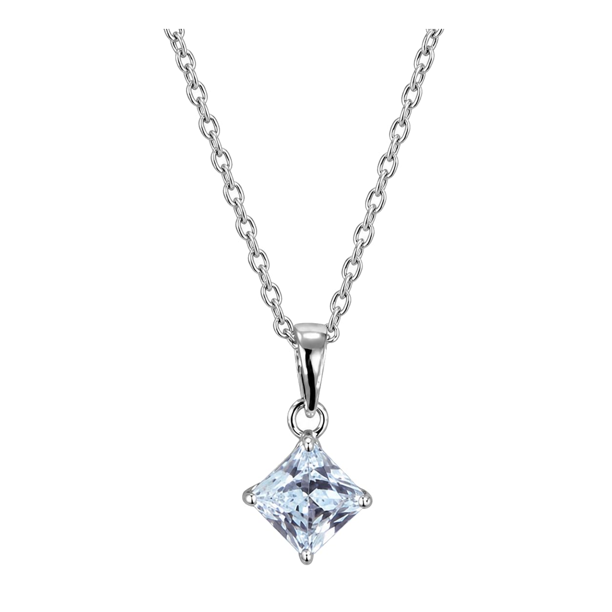 Warm Fortune Clear Princess-Cut Solitaire Pendant Necklace for Women: 18K Gold Plated, Adjustable Chain (16"+2") with Sparkling CZ | Dainty, Chic & Everyday — Your Minimalist Accent
