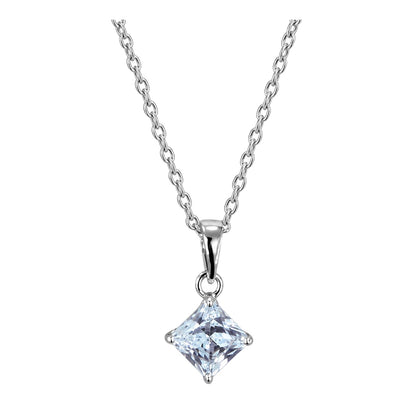 Warm Fortune Clear Princess-Cut Solitaire Pendant Necklace for Women: 18K Gold Plated, Adjustable Chain (16"+2") with Sparkling CZ | Dainty, Chic & Everyday — Your Minimalist Accent