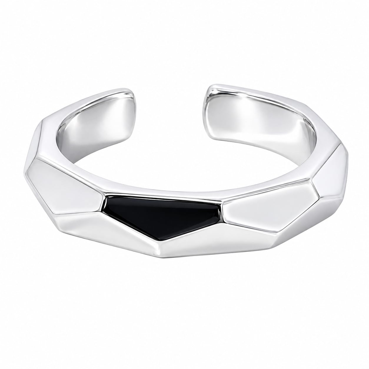 Warm Fortune Geometric Open Ring for Women, 18K Gold Plated Open Bangle with Faceted Design, Minimalist Statement Jewelry