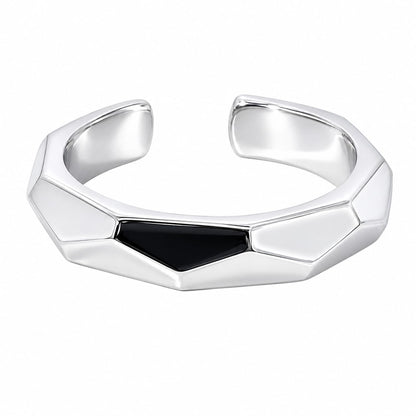 Warm Fortune Geometric Open Ring for Women, 18K Gold Plated Open Bangle with Faceted Design, Minimalist Statement Jewelry