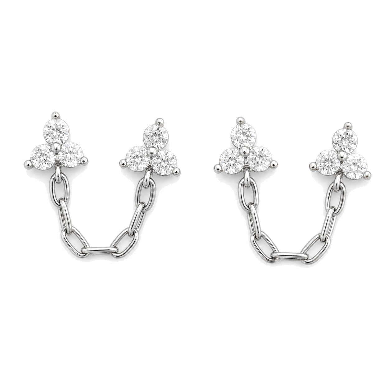 Warm Fortune 18K Gold Plated Round Cluster Chain Cubic Zirconia Drop Earrings for Women Hypoallergenic - Valentine's Day, Mother's Day, Birthday Gift for Her