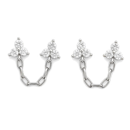 Warm Fortune 18K Gold Plated Round Cluster Chain Cubic Zirconia Drop Earrings for Women Hypoallergenic - Valentine's Day, Mother's Day, Birthday Gift for Her