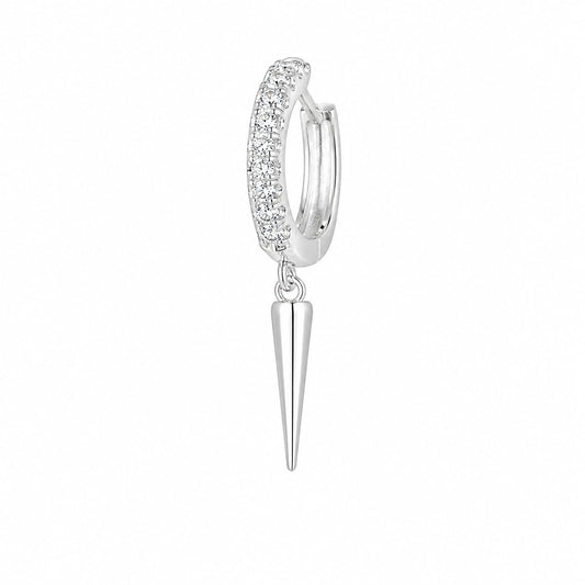 Warm Fortune 18K White Gold Plated CZ Spike Huggie Drop Earrings