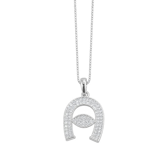 Warm Fortune Lucky Horseshoe Evil Eye Pendant Necklace for Women: 18K Gold Plated, Adjustable Chain (18"+2") with Sparkling CZ | Elegant & Versatile, an Ideal Layered Piece