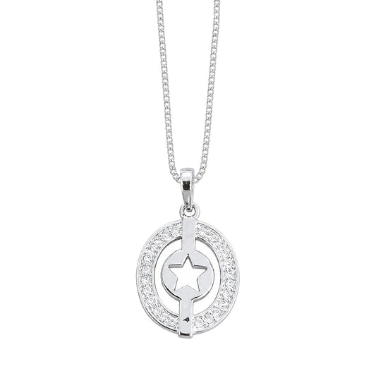 Warm Fortune Sparkling Star Circle Pendant Necklace for Women: 18K Gold Plated, Adjustable Chain (18"+2") with Sparkling CZ | Dainty, Chic & Everyday — Your Minimalist Accent