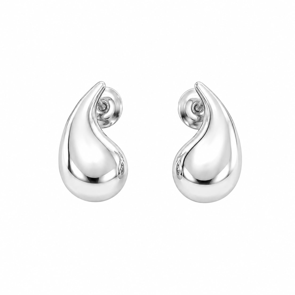 Warm Fortune 18K White Gold Plated Teardrop Stud Earrings for Women
