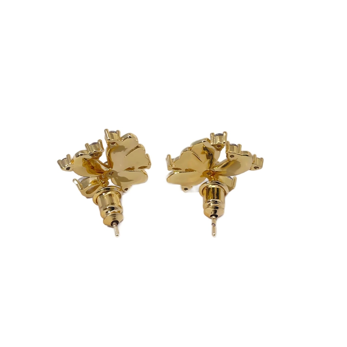 Warm Fortune Cubic Zirconia Stud Earrings for Women, Gold Plated,Gift for Her,Hypoallergenic