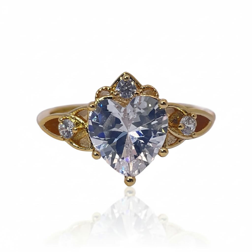 Warm Fortune Cubic Zirconia Engagement Ring for Women,18K Gold Plated Anniversary Ring,Gift for Her Promise Ring