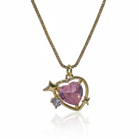 Warm Fortune Cubic Zirconia Pendant Necklace for Women,18K Gold Plated,15 inch + 2inch Chain