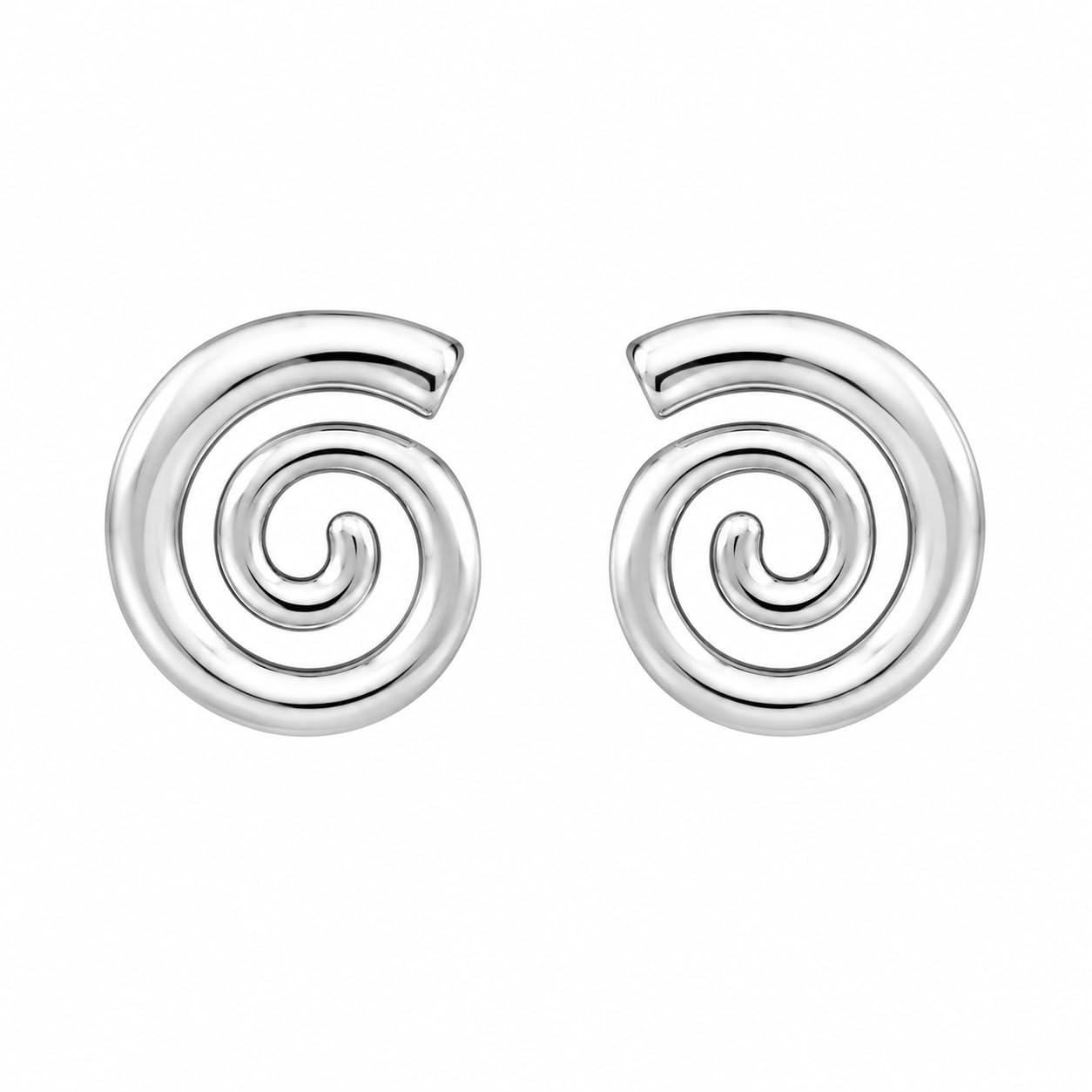 Warm Fortune 18K White Gold Plated Spiral Stud Earrings for Women