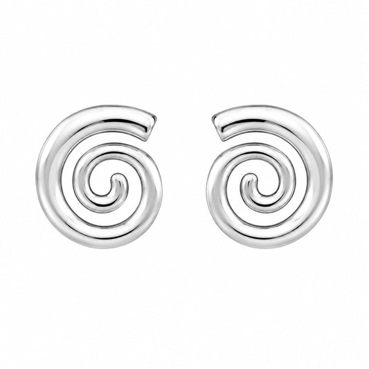 Warm Fortune 18K White Gold Plated Spiral Stud Earrings for Women