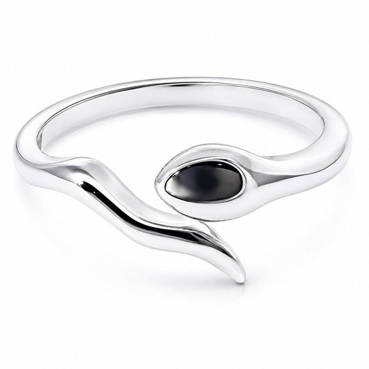 Warm Fortune Twisted Adjustable Statement‑Ring for Women, 18K Gold Plated Ring With Black Cubic Zirconia, Fashion CZ Jewelry for Daily Wear & Gifting