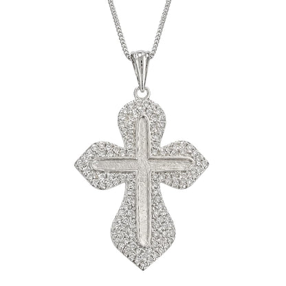 Warm Fortune Pavé Cross Pendant Necklace for Women: 18K Gold Plated, Adjustable Chain (18"+2") with Sparkling CZ | A Dazzling Statement for Glamorous Events
